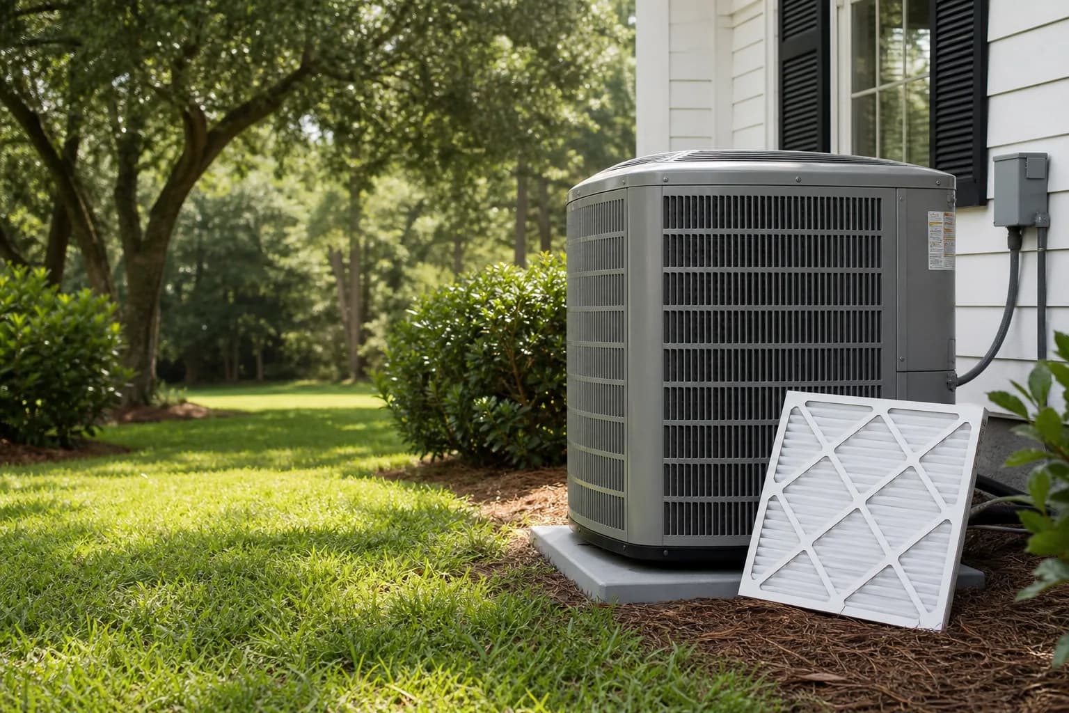 Air Solutions technician tuning up a residential AC condenser at a Lillian, Alabama home, illustrating "4th of July HVAC Tips: Keeping Your Vacation Rent Cool for Guests"