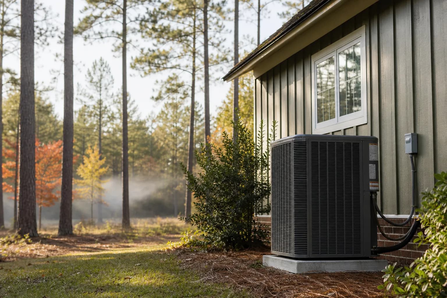 Air Solutions technician servicing an outdoor heat-pump unit at a Daphne, Alabama home, illustrating "Heat Pump Auxiliary Heat Strips: When They Should Kick In ()"