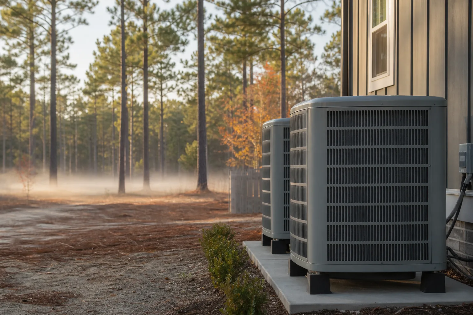 Air Solutions technician servicing an outdoor heat-pump unit at a Elberta, Alabama home, illustrating "Inverter vs Standard Compressors: An Climate Analysis"