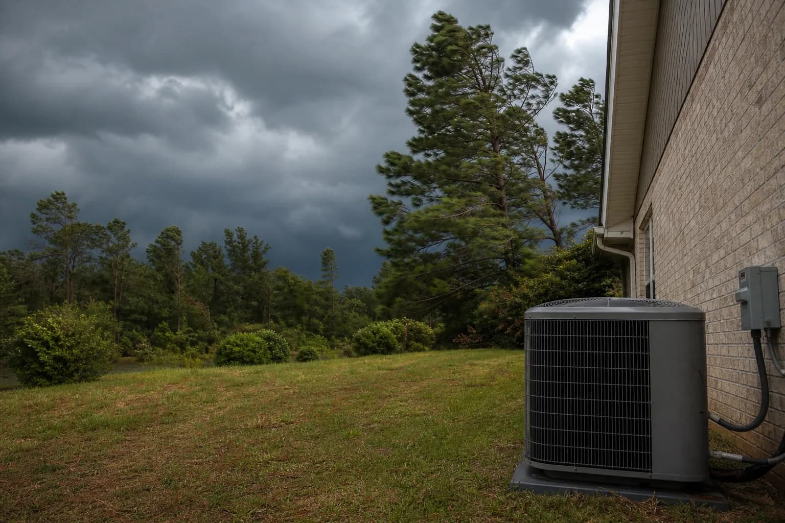 Air Solutions technician responding to an after-hours HVAC failure at a Silverhill, Alabama home, illustrating "No Cool Air: Emergency AC Service and First Checks"