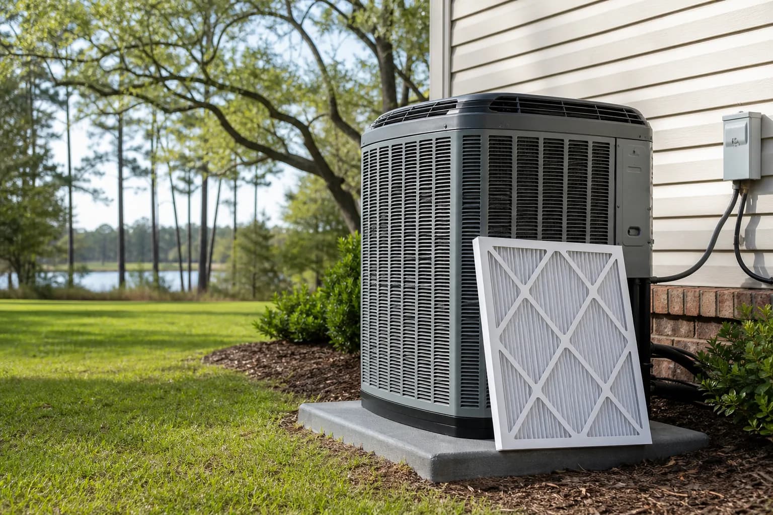 Air Solutions technician tuning up a residential AC condenser at a Daphne, Alabama home, illustrating "Spring AC Tune-Up Checklist Homes: 8 Items That Matter Most"