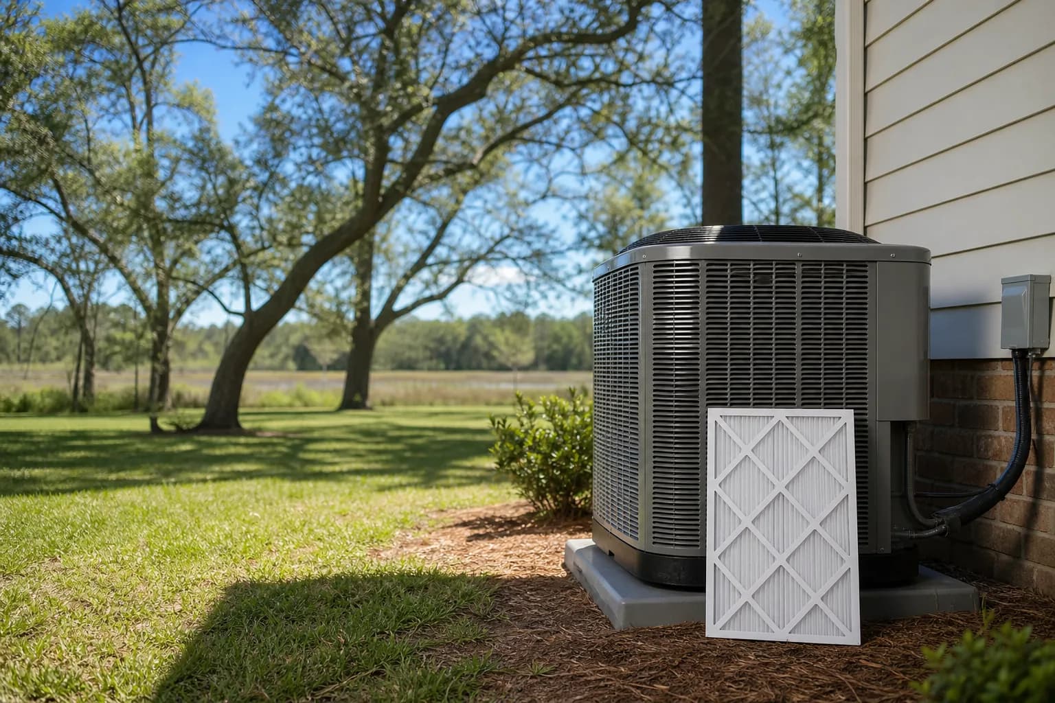 Air Solutions technician tuning up a residential AC condenser at a Elberta, Alabama home, illustrating "Spring Coil Cleaning AC Units: When DIY Stops Working"