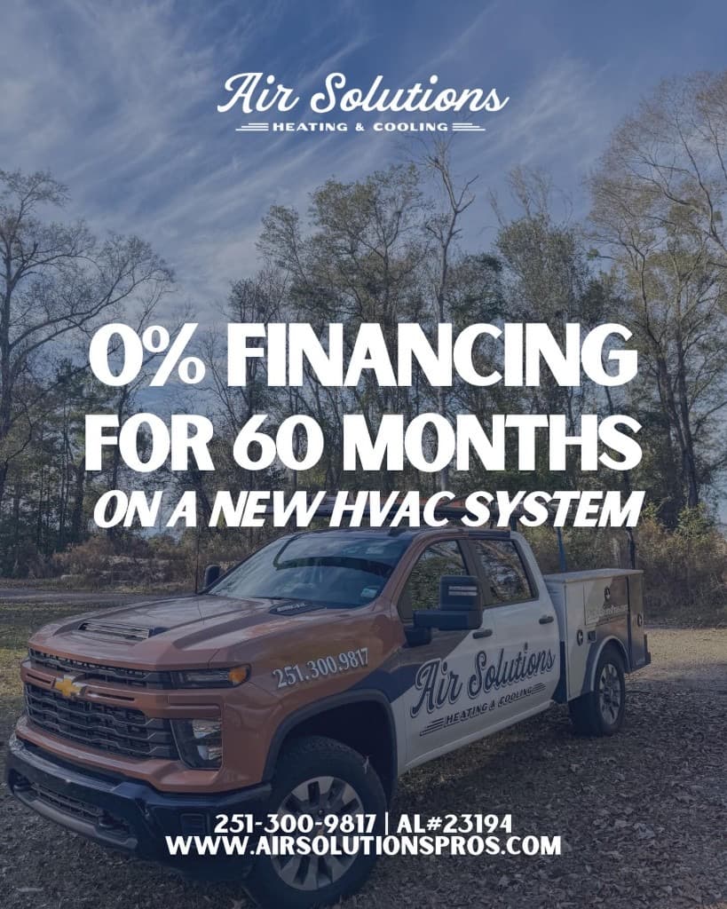 0% Financing for 60 Months on a New HVAC System — Air Solutions Heating & Cooling, Baldwin County AL
